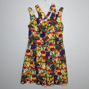 Vintage Just Class yellow purple fruit design romper M